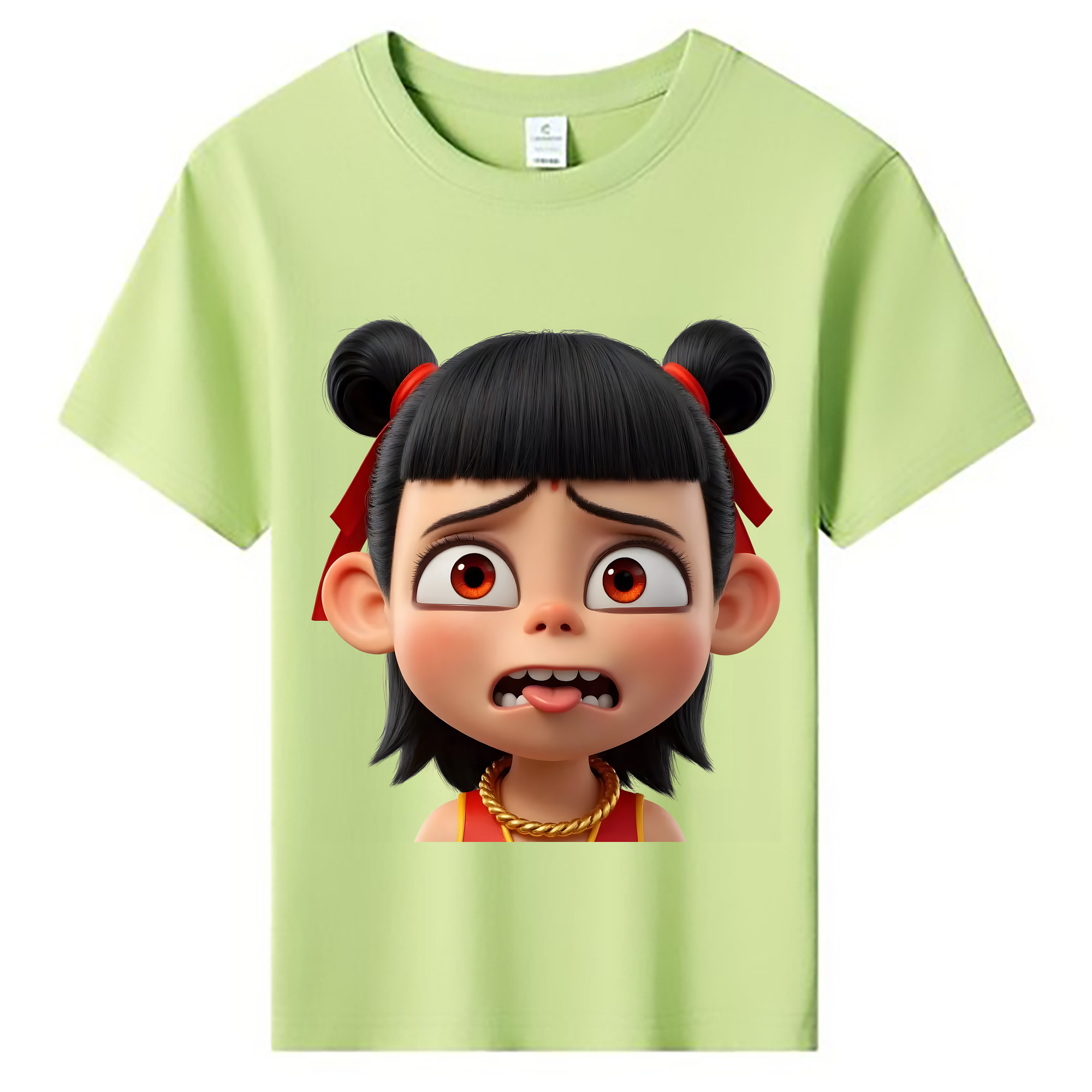 （画像用） Ne Zha 2 ナタ 魔童の大暴れ 綿100％キッズTシャツ（フロントプリント）